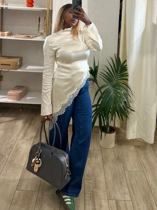 Blusa Viscosa e pizzo
