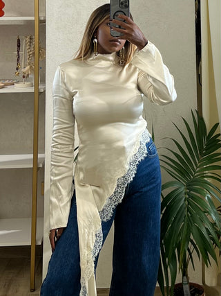 Blusa Viscosa e pizzo