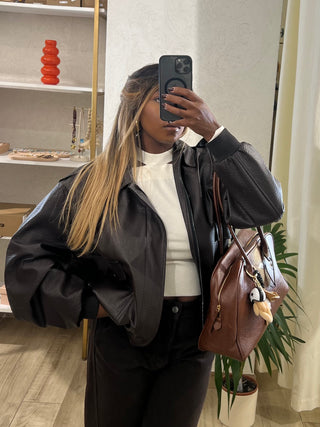 Bomber in ecopelle