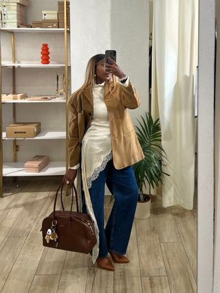 Blusa Viscosa e pizzo