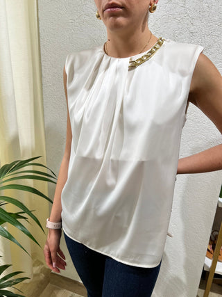 Ranieri blusa smanicata - blusa fresca in satin - Closet abbigliamento