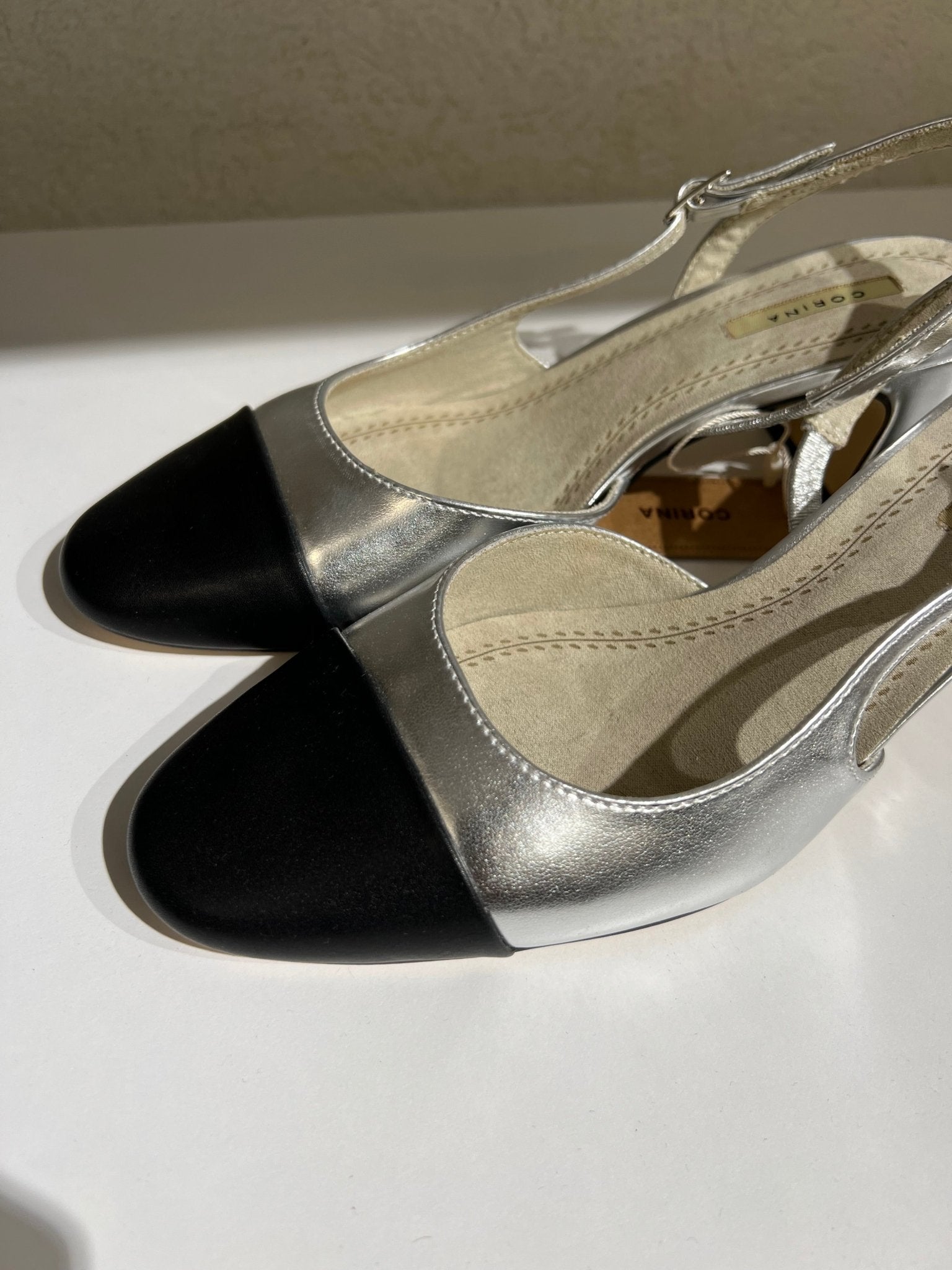 Slingback scarpa calzatura corina argento